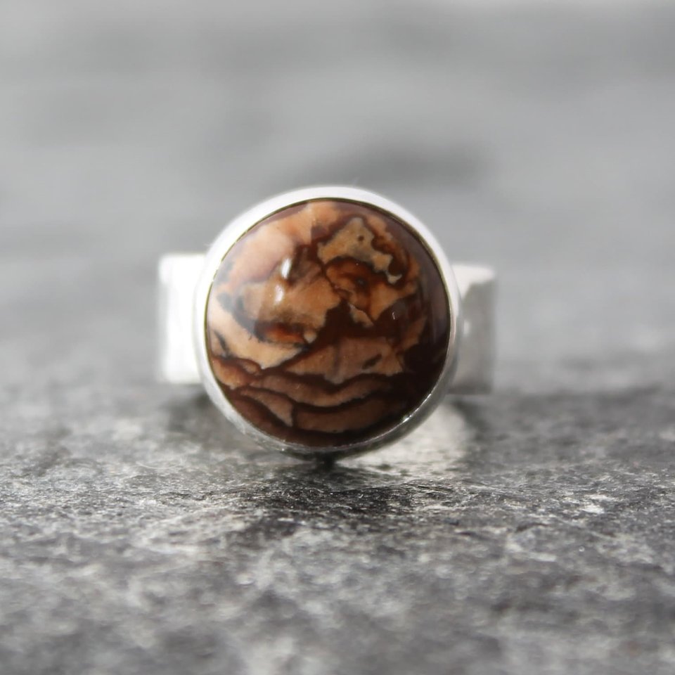 Deschutes Jasper Statement Ring, neva murtha jewelry, sunshine coast bc jewelry