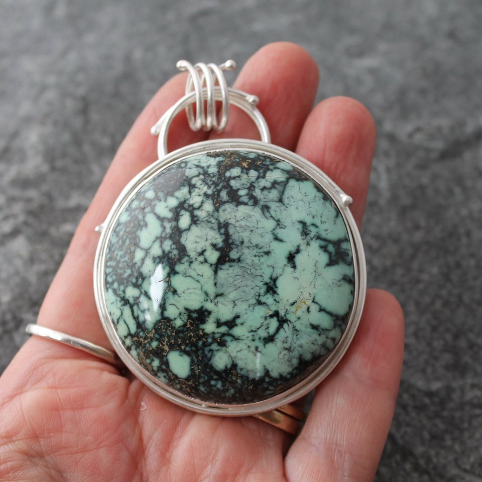 Snowville Variscite Statement Necklace with Fine and Sterling Silver
