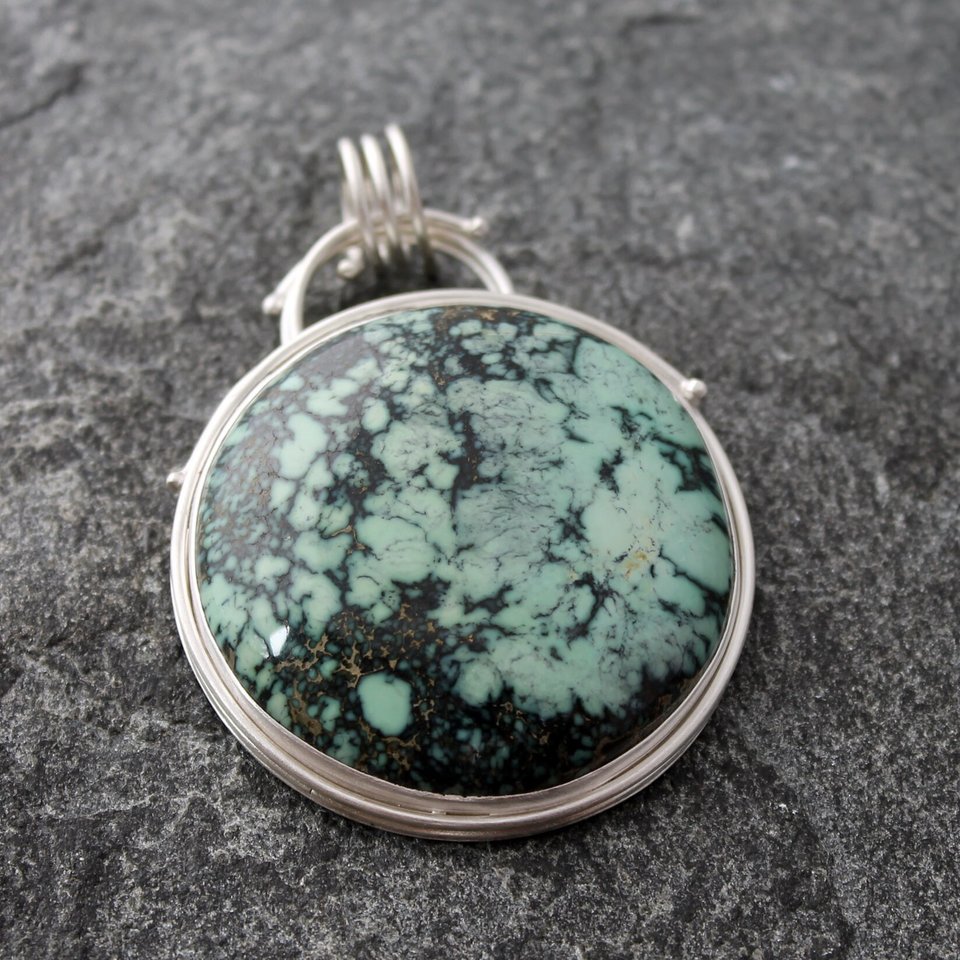 Snowville Variscite Statement Necklace with Fine and Sterling Silver