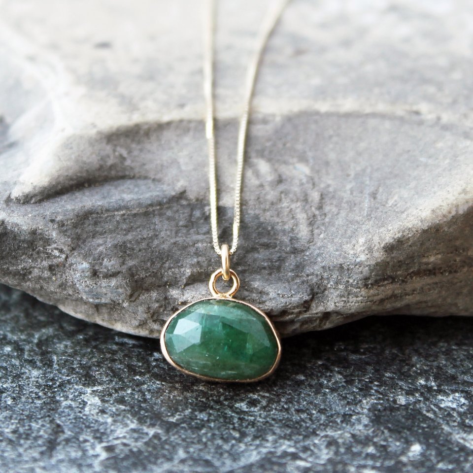 Emerald Pendant in 14K Gold