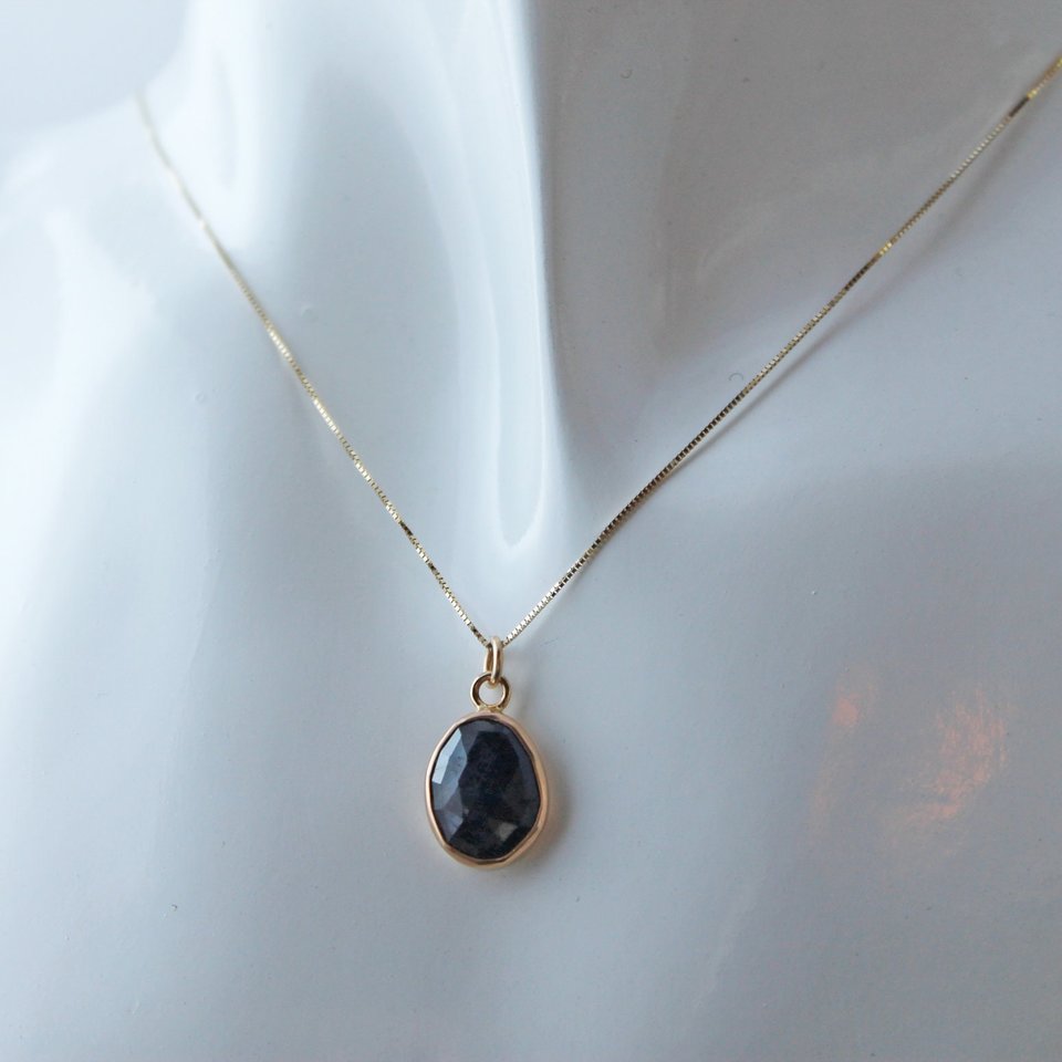 Sapphire Pendant Necklace with 14K Gold