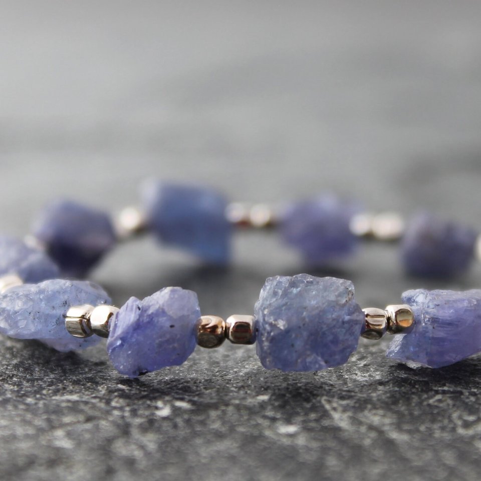 Tanzanite Bracelet with Sterling Silver, 7.5" Wrist