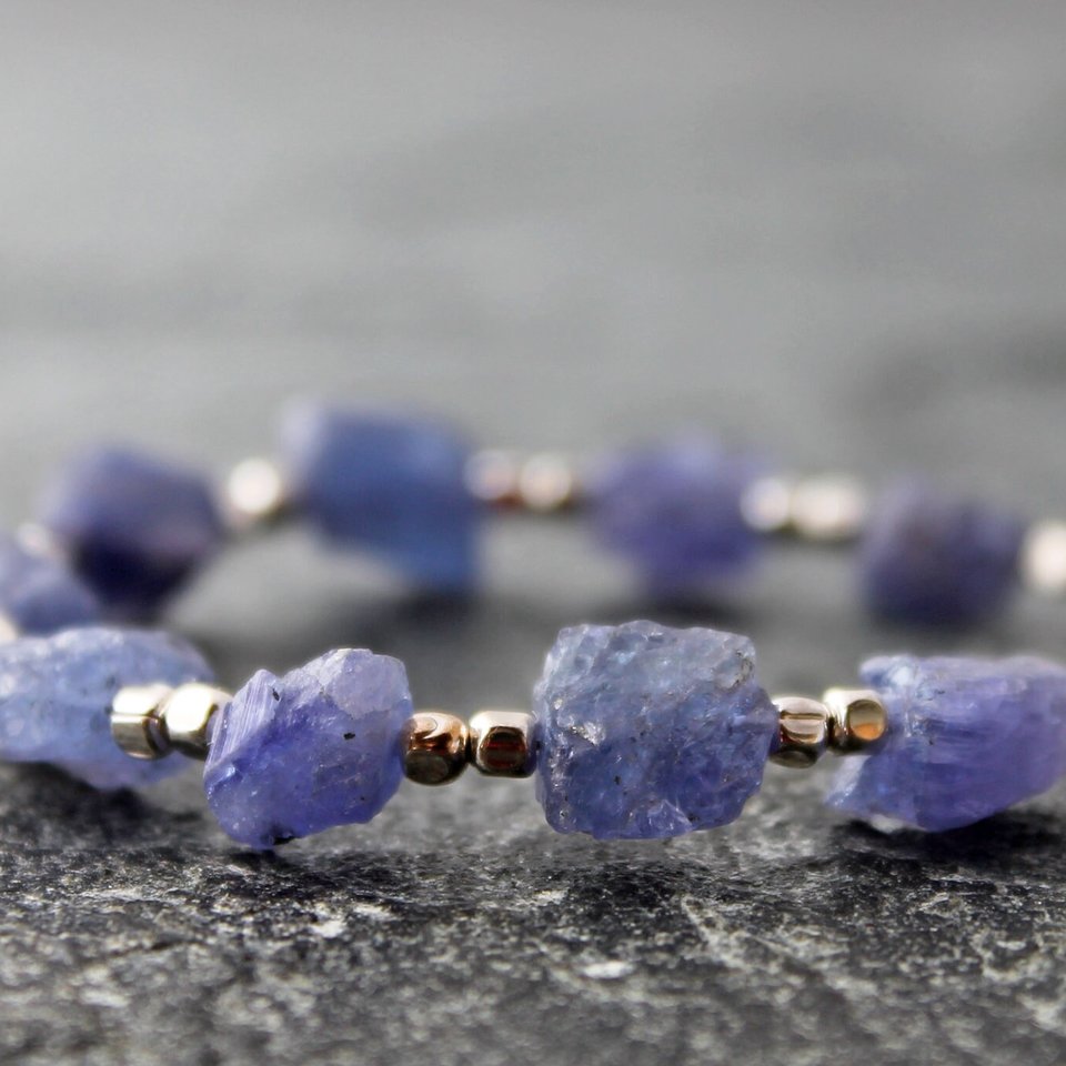 Tanzanite Bracelet with Sterling Silver, 7.5" Wrist