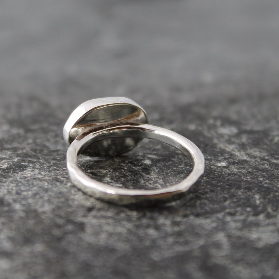 Rainbow Moonstone Ring with Sterling Silver, US size 6.25