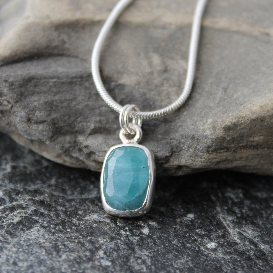 Turquoise Blue Tourmaline Necklace, neva murtha jewelry, sunshine coast bc jewelry