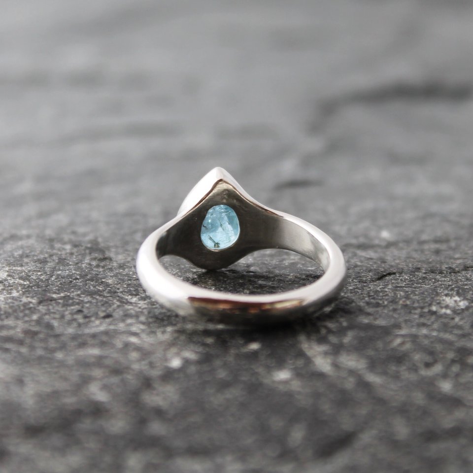 Aquamarine Ring in Sterling Silver, US Size 8-8.25