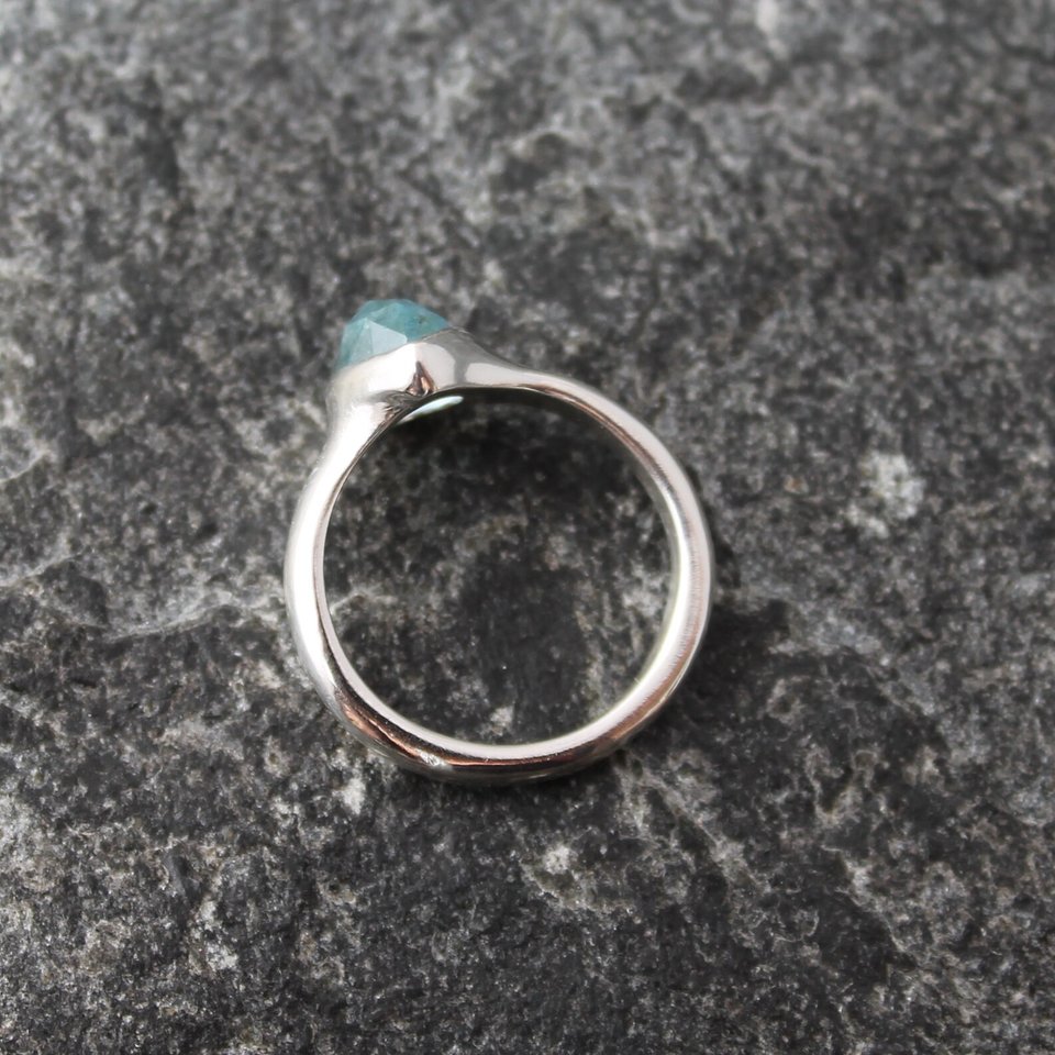 Aquamarine Ring in Sterling Silver, US Size 8-8.25