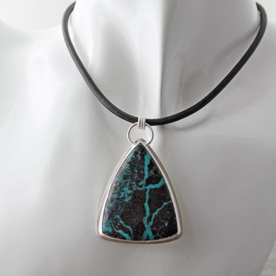 Ribbon Turquoise Necklace with Fine and Sterling Silver