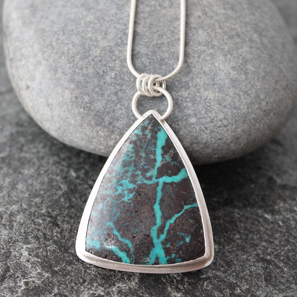 Ribbon Turquoise Necklace with Fine and Sterling Silver