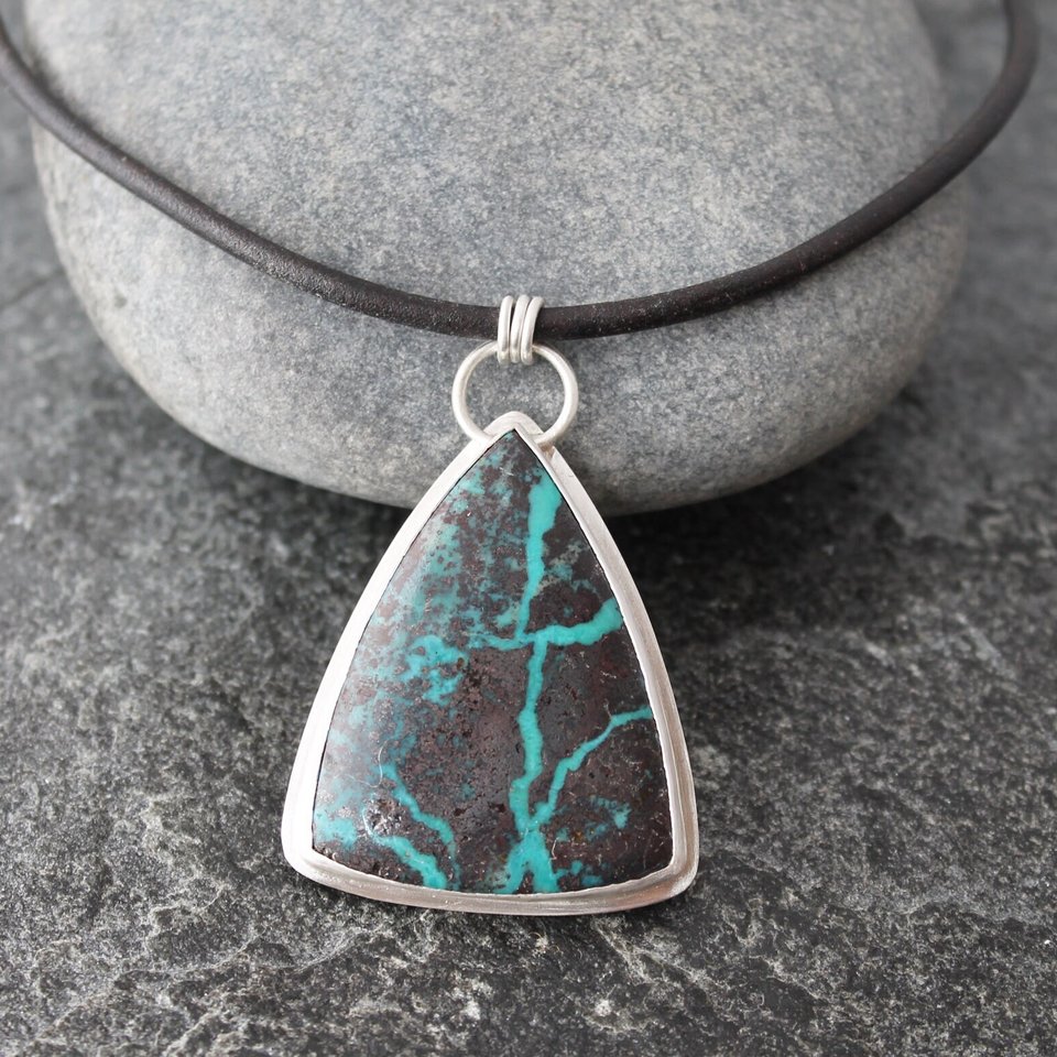Ribbon Turquoise Necklace with Fine and Sterling Silver