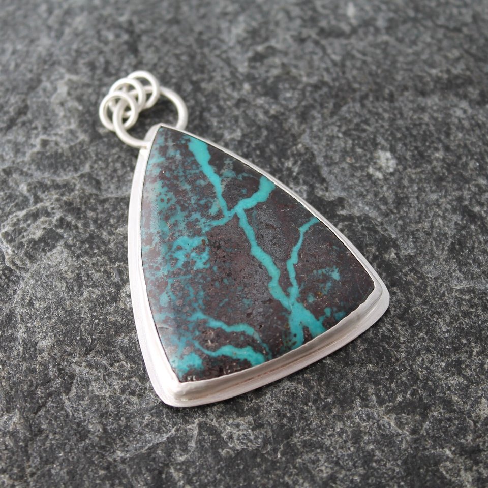 Ribbon Turquoise Necklace with Fine and Sterling Silver