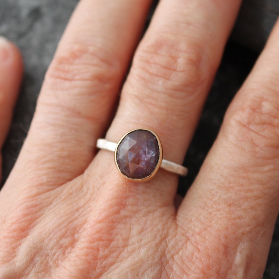 Red Star Sapphire Ring, neva murtha jewelry, sunshine coast bc jewelry