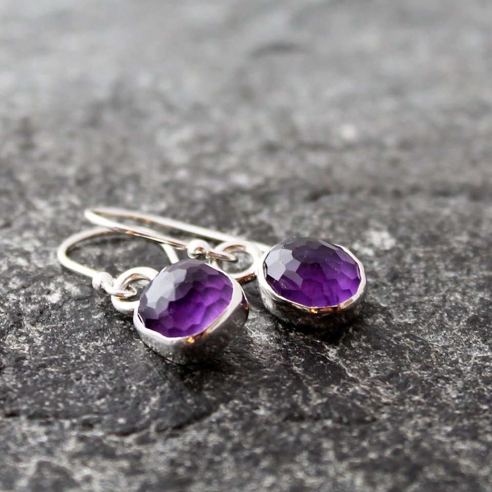 Asymmetrical Amethyst Earrings with Silver