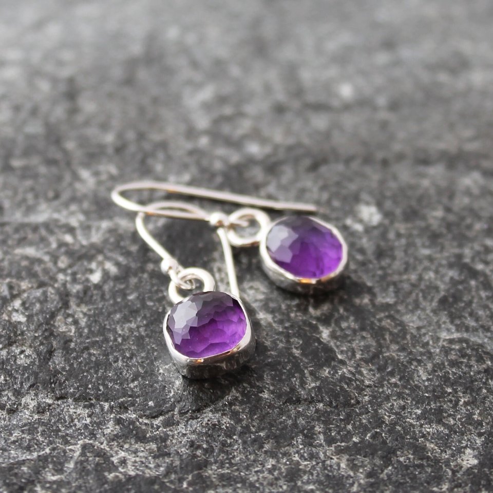 Amethyst Dangle Earrings, neva murtha jewelry, sunshine coast bc jewelry