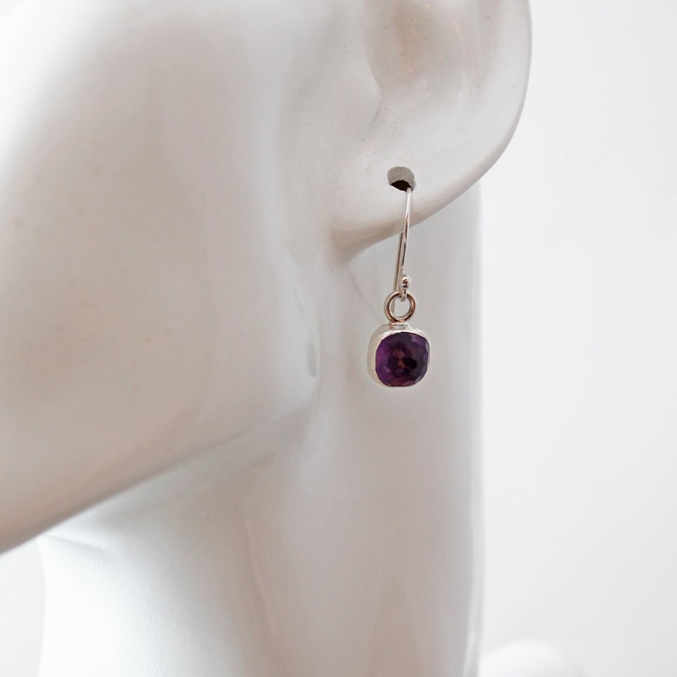 Asymmetrical Amethyst Earrings with Silver