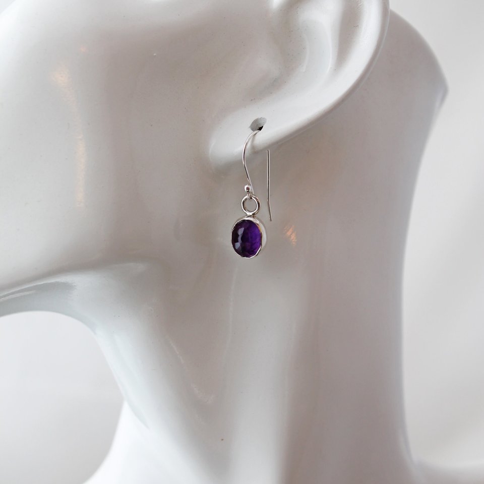 Asymmetrical Amethyst Earrings with Silver