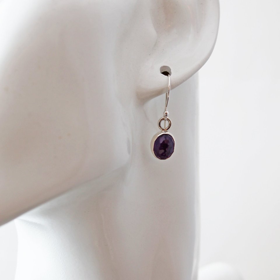 Asymmetrical Amethyst Earrings with Silver