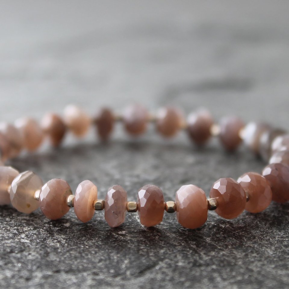 Chocolate Moonstone Stretch Bracelet with Silver