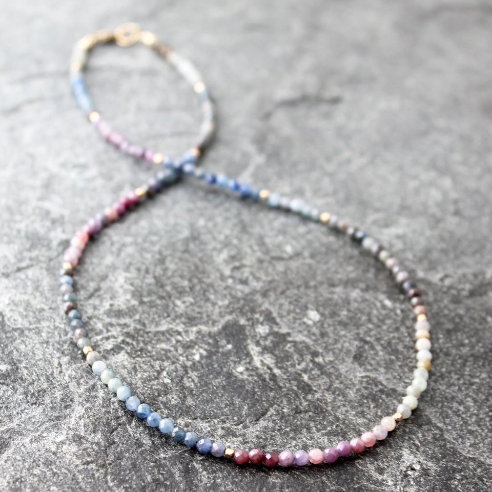 Umba Sapphire Wrap Bracelet and Necklace, 6.5" wrist