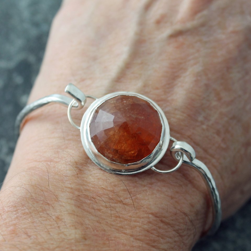 Hessonite Garnet Tension Bracelet, neva murtha jewelry, sunshine coast bc jewelry