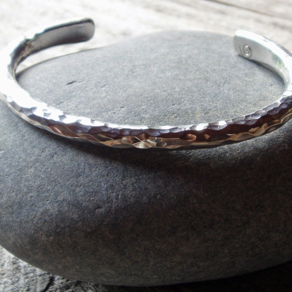 Hammered Sterling Silver Cuff, neva murtha jewelry, sunshine coast bc jewelry