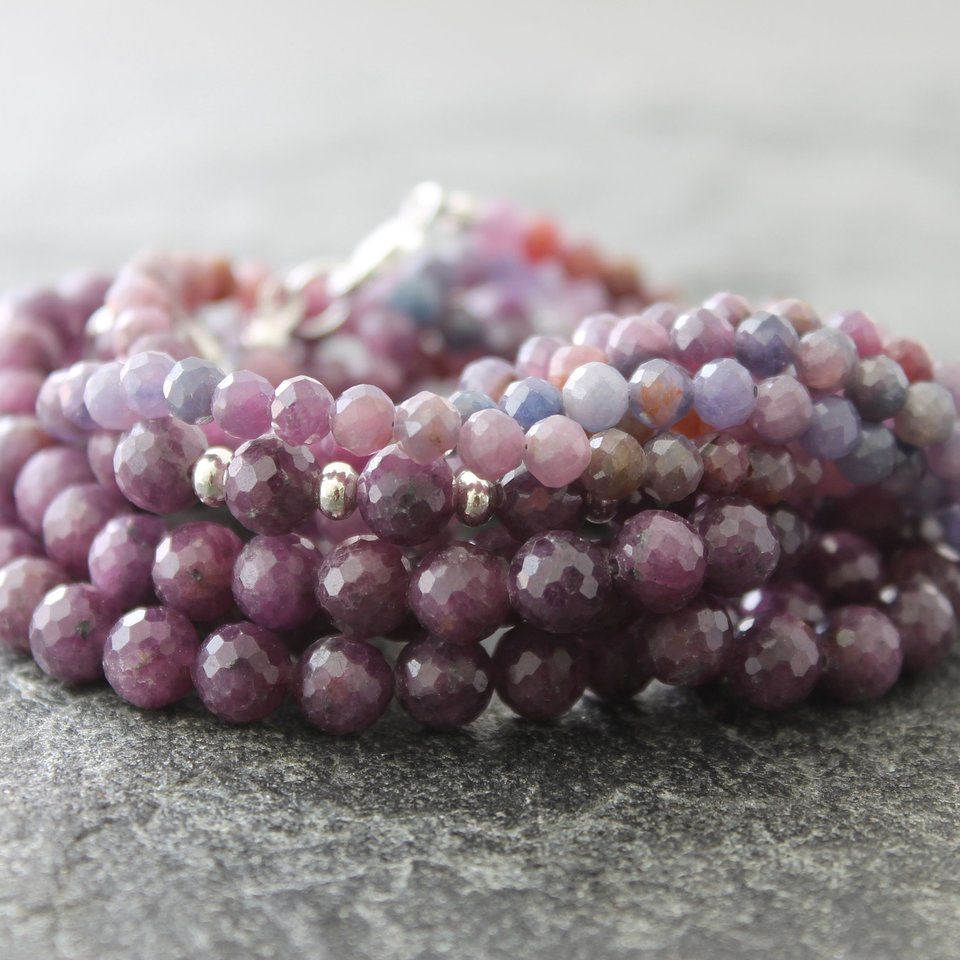 Pink and Purple Sapphire Stretch Bracelet 