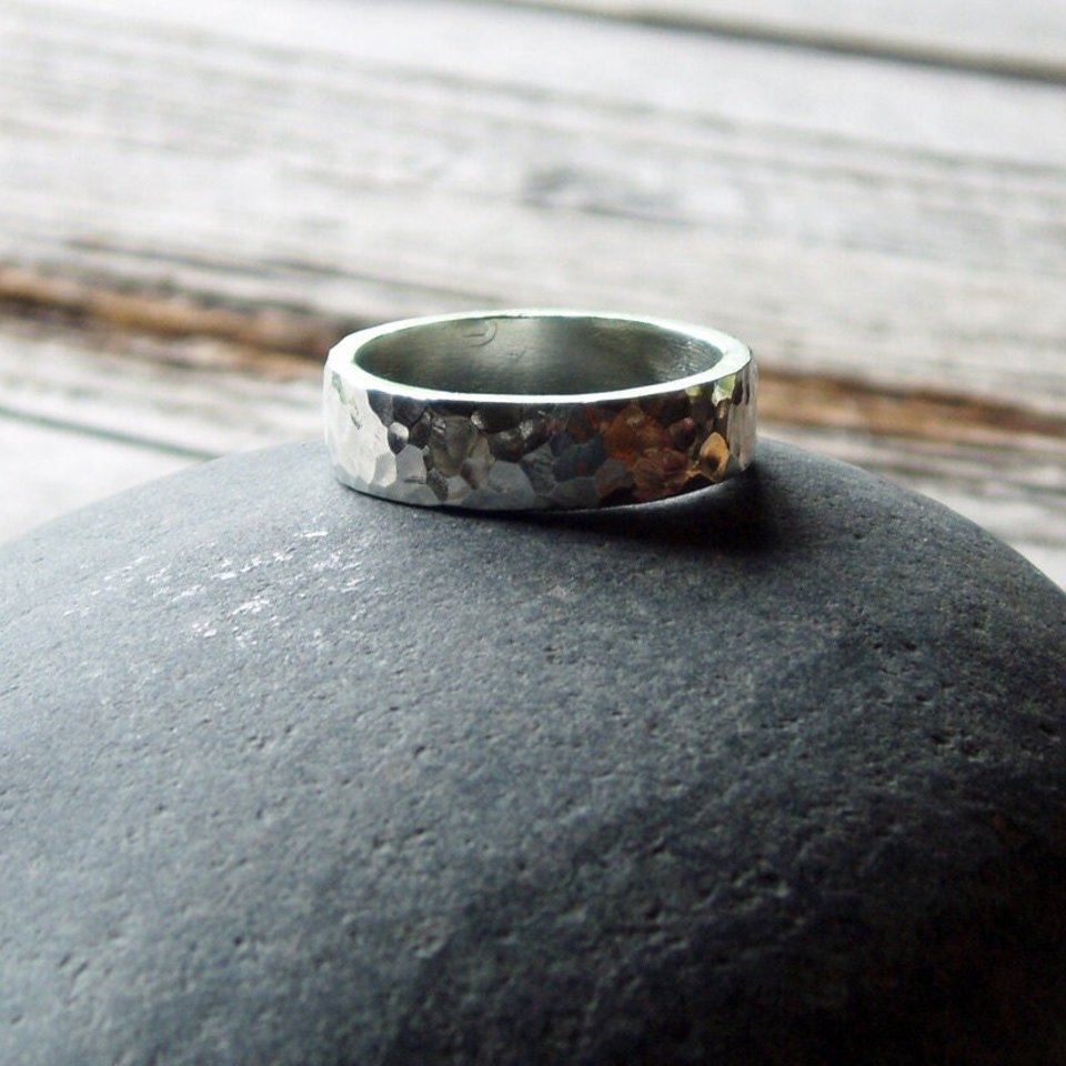 6mm Hammered Sterling Silver Wedding Band, neva murtha jewlery, sunshine coast bc jewelry