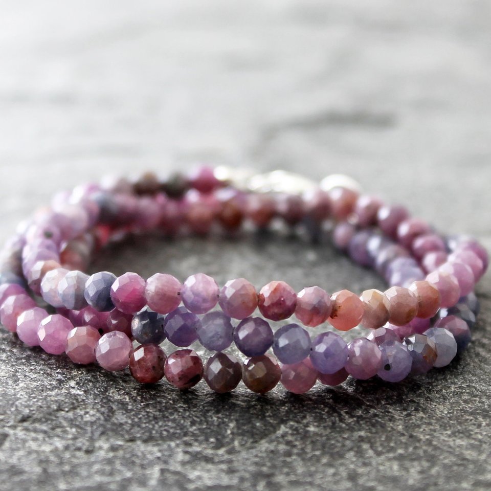 Purple Sapphire Wrap Bracelet and Necklace, 6.5" Wrist