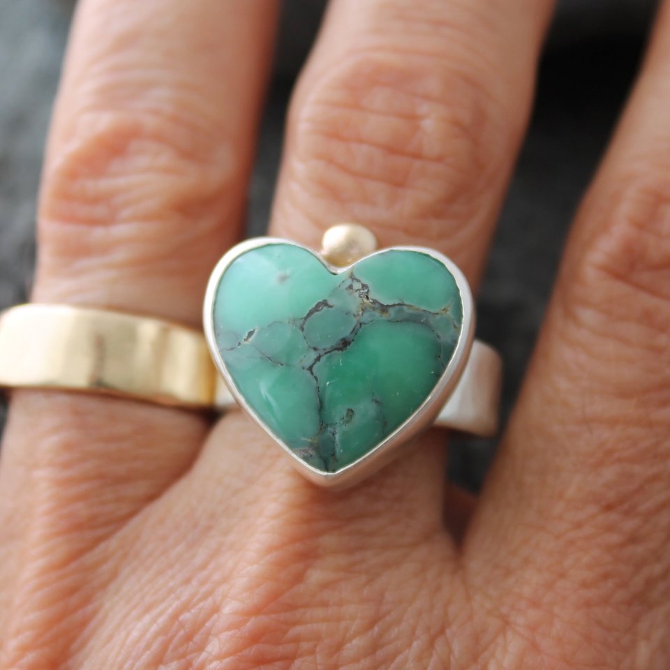 Desert Bloom Variscite Ring, Neva murtha jewelry, sunshine coast bc jewelry