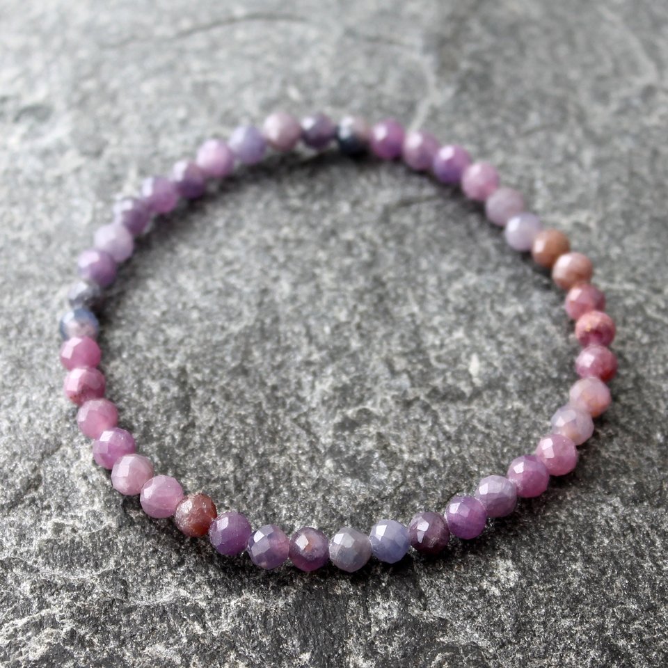 Pink and Purple Sapphire Stretch Bracelet 