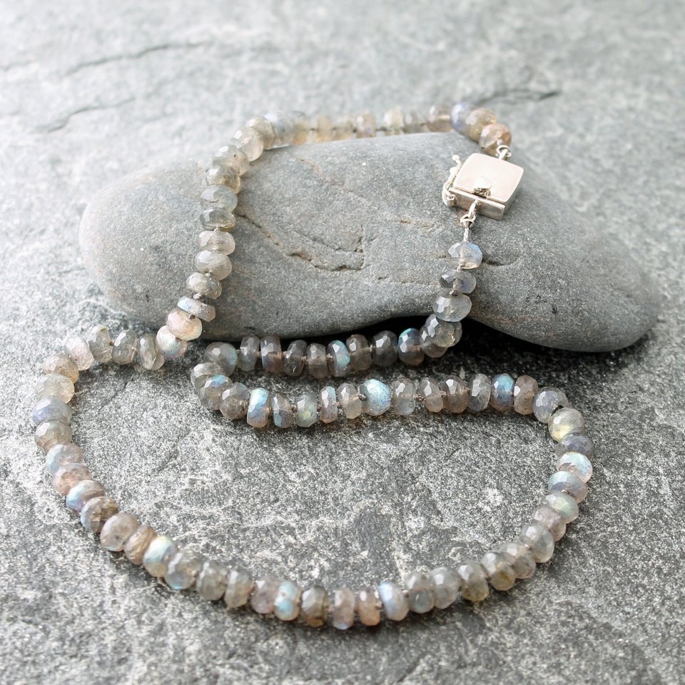 Hand Knotted Flashy Labradorite Necklace