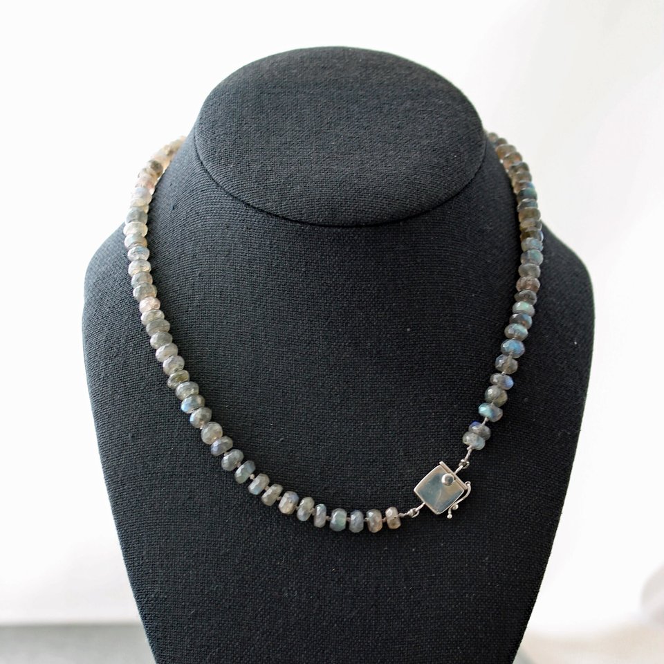 Hand Knotted Flashy Labradorite Necklace