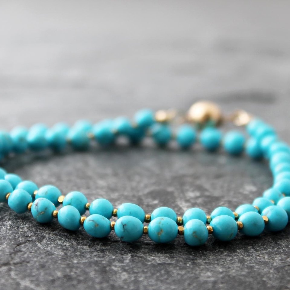Sleeping Beauty Turquoise Necklace with 22k Gold Accents