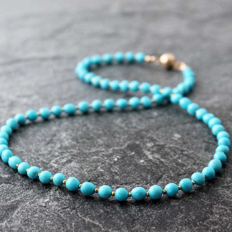 Sleeping Beauty Turquoise Necklace with 22k Gold Accents
