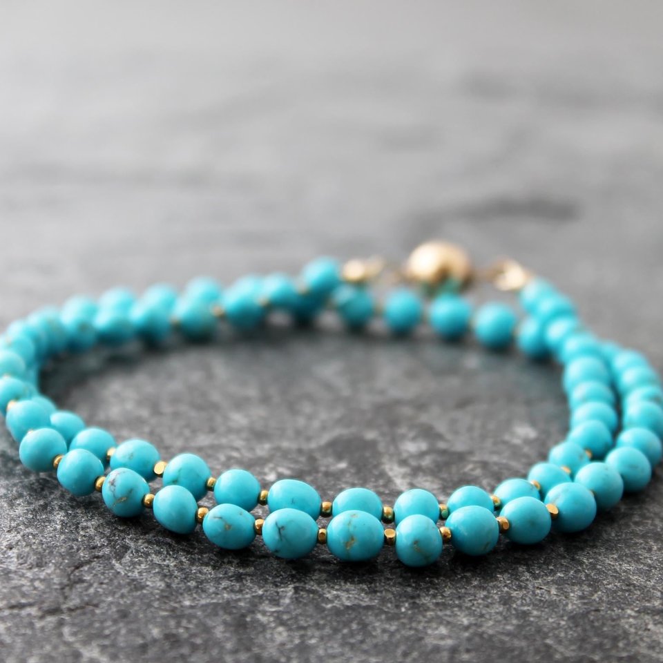 Sleeping Beauty Turquoise Necklace with 22k Gold Accents