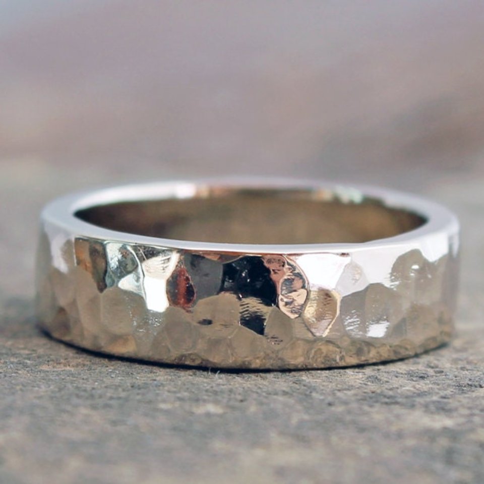 Hammered 14K White Gold Ring with Palladium, neva murtha jewelry, sunshine coast bc jewelry