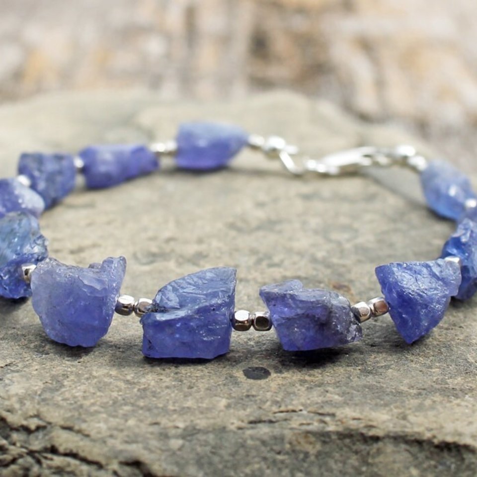 Tanzanite Bracelet with Sterling Silver, 7.5" Wrist