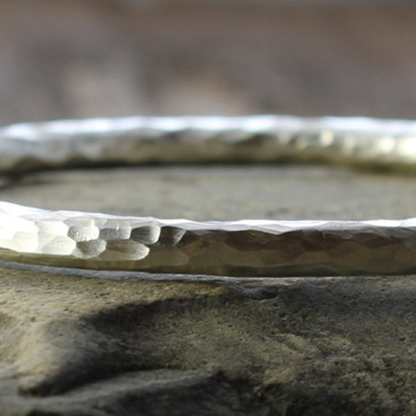chunky artisan hammered sterling silver bangle