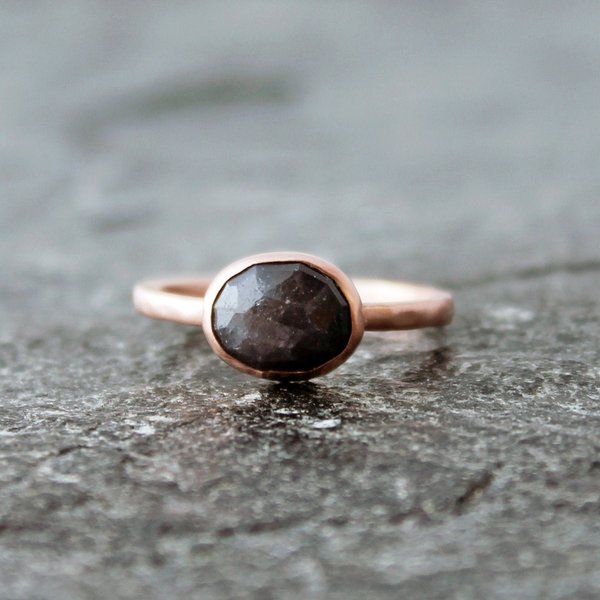 Sapphire Rose Gold Ring, neva murtha jewelry, sunshine coast bc jewelry