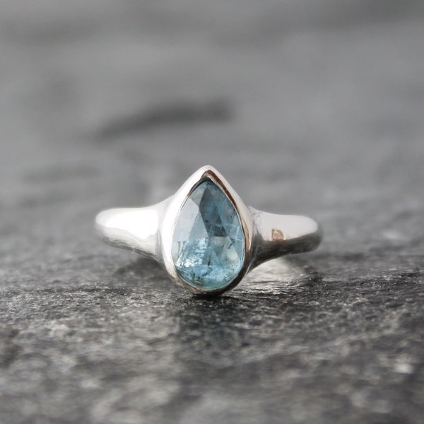 Aquamarine Ring in Sterling Silver, neva murtha jewelry, sunshine coast bc jewelry