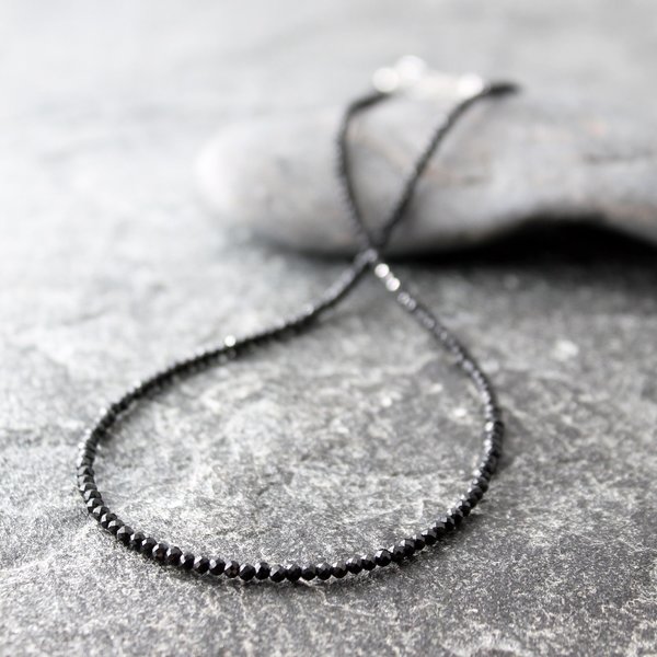 Faceted Black Tourmaline Necklace, neva murtha jewelry, sunshine coast bc jewelry