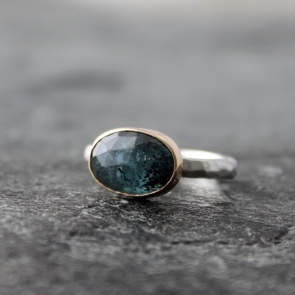 Teal Blue Kyanite Ring, neva murtha jewelry, sunshine coast bc jewelry