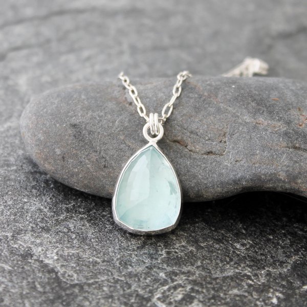 Aquamarine Pendant with Fine and Sterling Silver